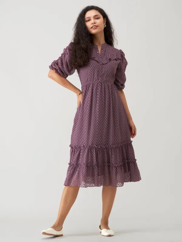 Greyish_Purple_Polyster_Dress_For_Women