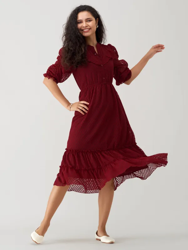 Maroon_Polyster_Plain_And_Dress_For_Women