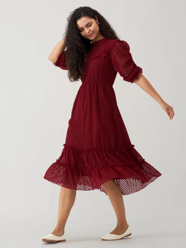 Maroon_Polyster_Plain_And_Dress_For_Women