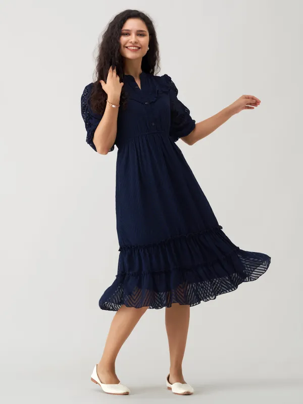 Navy_Blue_Polyster_Plain_And_Dress_For_Women