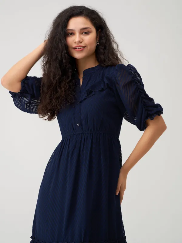 Navy_Blue_Polyster_Plain_And_Dress_For_Women