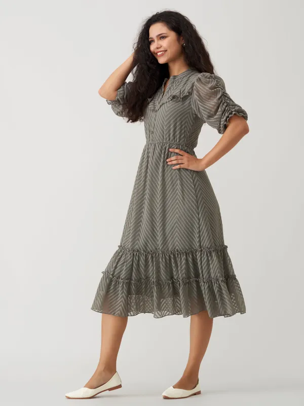 Steel_Grey_Polyster_Plain_And_Steeel_Dress_For_Women