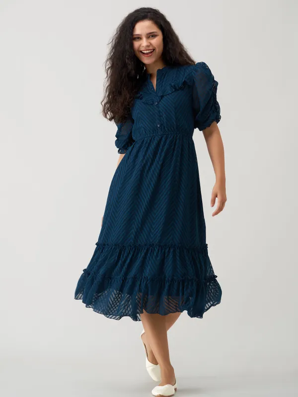 Teal_Polyster_Plain_And_Dress_For_Women