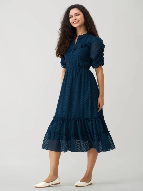 Teal_Polyster_Plain_And_Dress_For_Women