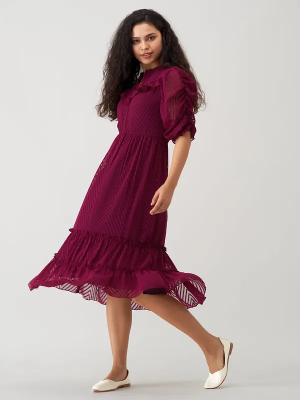 Wine_Polyster_Dress_For_Women
