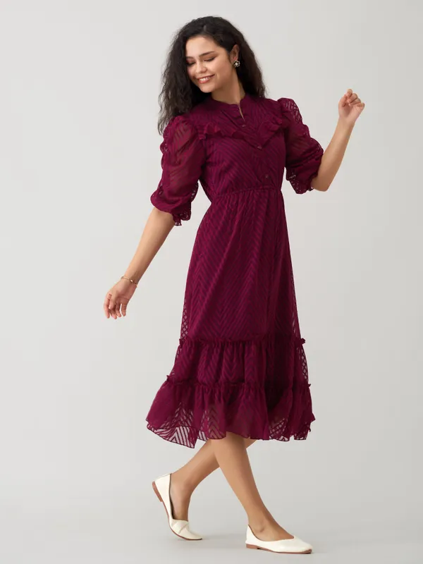 Wine_Polyster_Dress_For_Women