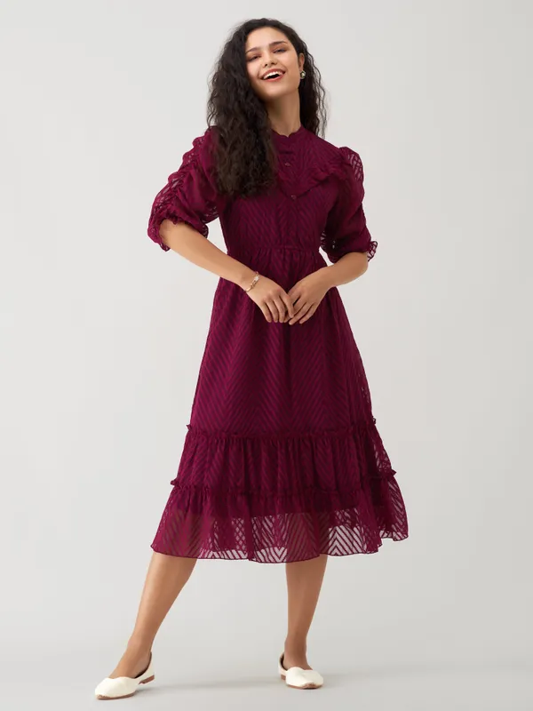Wine_Polyster_Dress_For_Women
