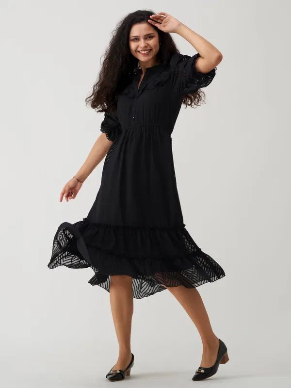 Black_Polyster_Plain_And_Dress_For_Women