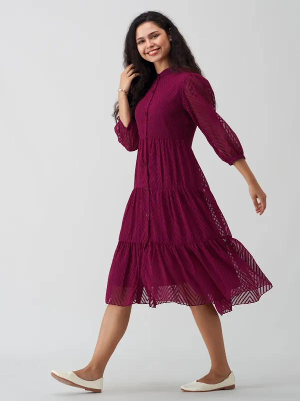 Wine_Polyster_Plain_And_Dress_For_Women