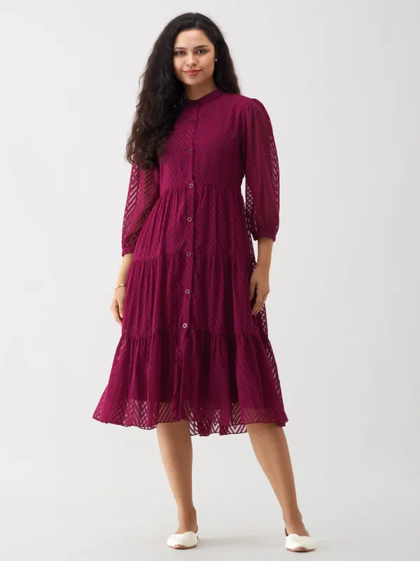 Wine_Polyster_Plain_And_Dress_For_Women
