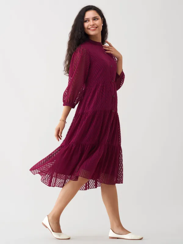 Wine_Polyster_Plain_And_Dress_For_Women