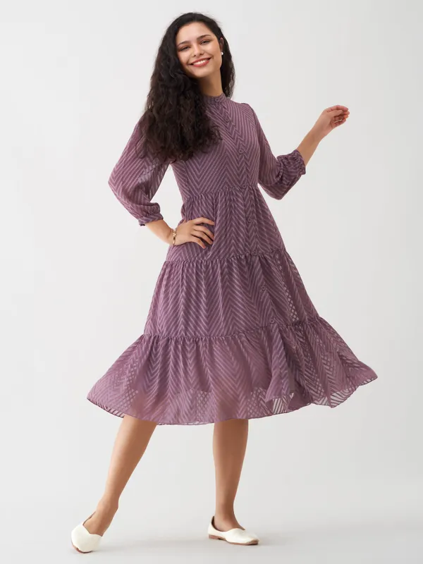 Greyish_Purple_Polyster_Dress_For_Women