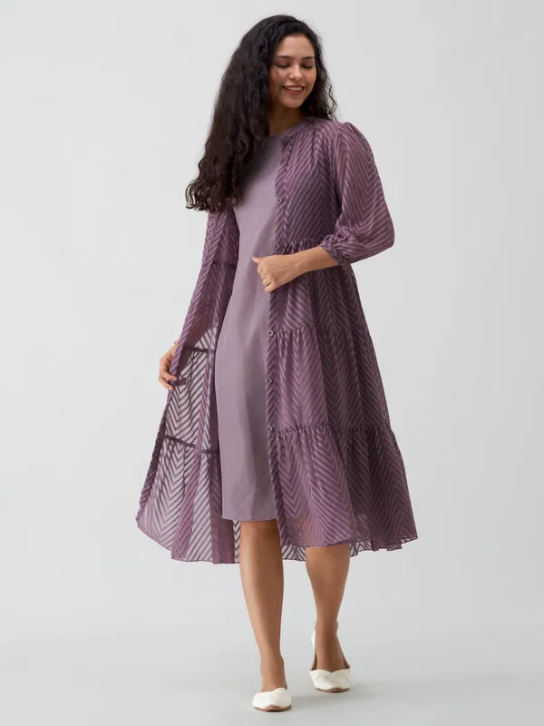 Greyish_Purple_Polyster_Dress_For_Women