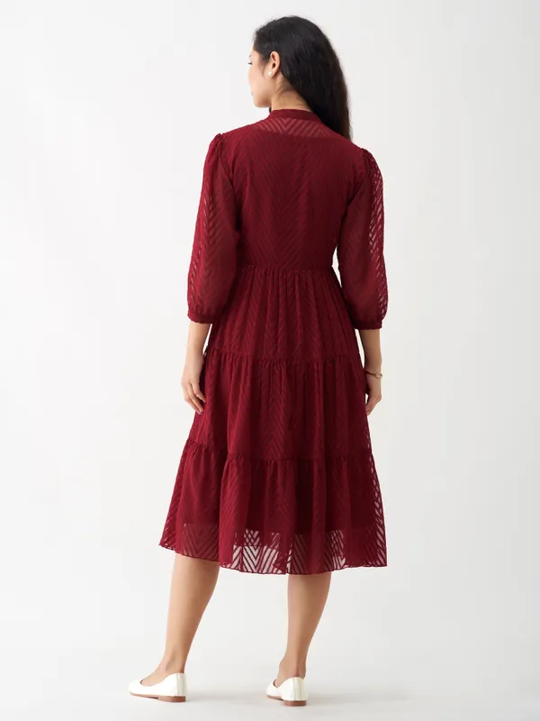 Maroon_Polyster_Dress_For_Women