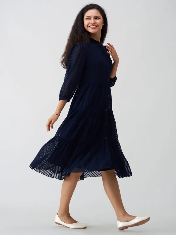 Navy_Blue_Polyster_Plain_And_Dress_For_Women