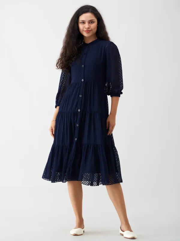 Navy_Blue_Polyster_Plain_And_Dress_For_Women