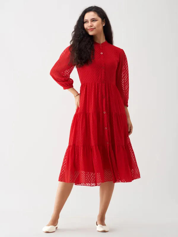Red_Polyster_Plain_And_Dress_For_Women