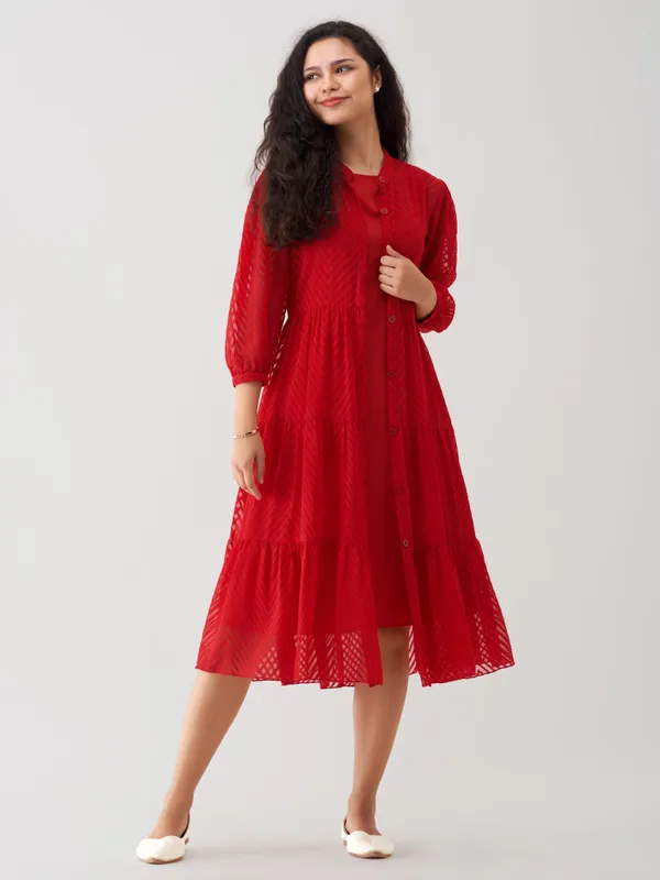 Red_Polyster_Plain_And_Dress_For_Women