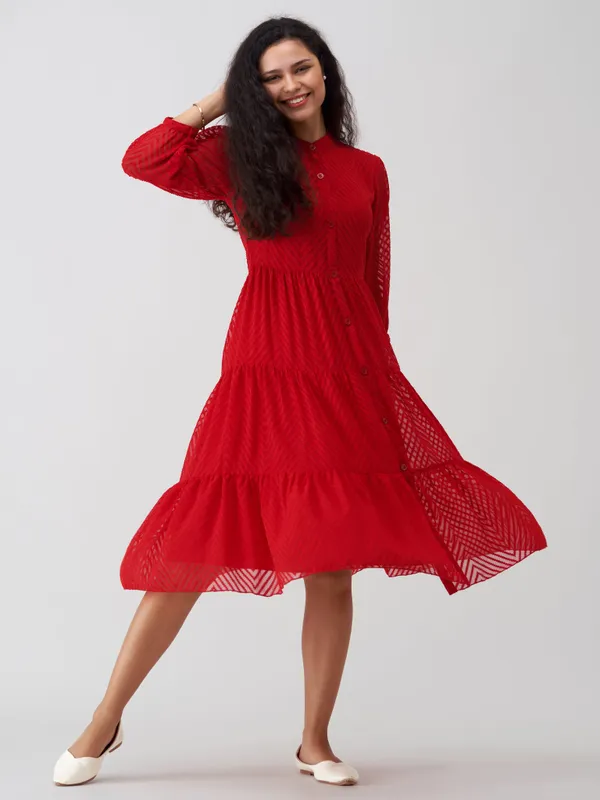 Red_Polyster_Plain_And_Dress_For_Women
