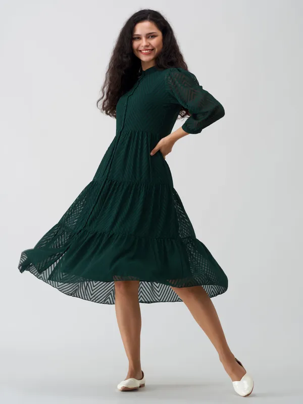 Green_Polyster_Plain_And_Dress_For_Women