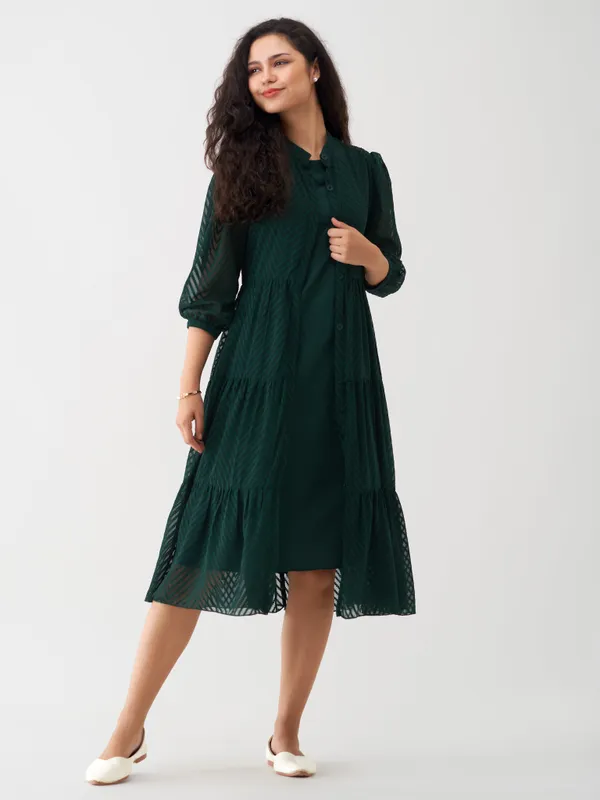 Green_Polyster_Plain_And_Dress_For_Women