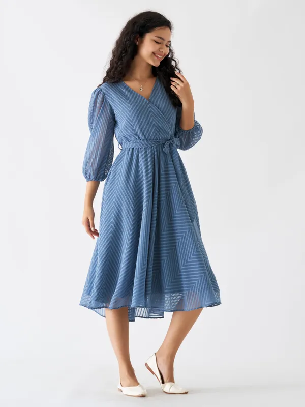 Greyish_Blue_Fancy_Plain_And_Designer_Dress_For_Women