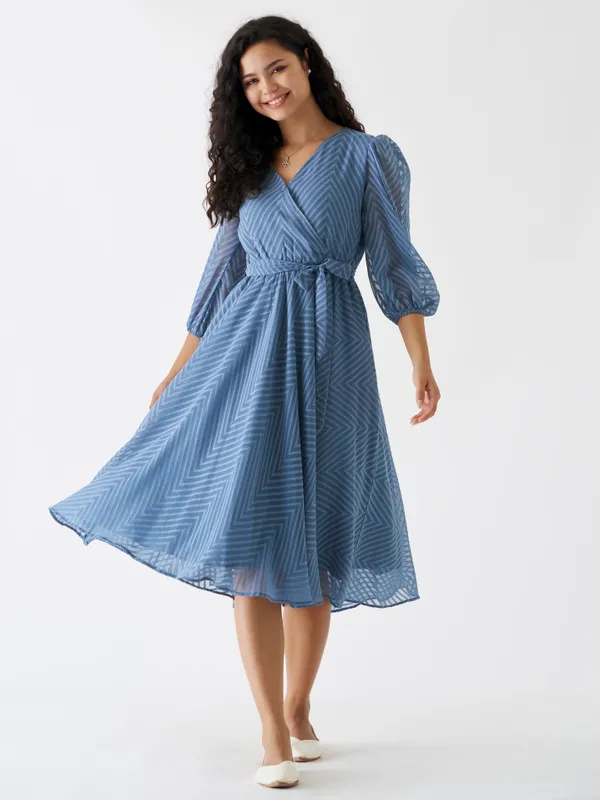 Greyish_Blue_Fancy_Plain_And_Designer_Dress_For_Women