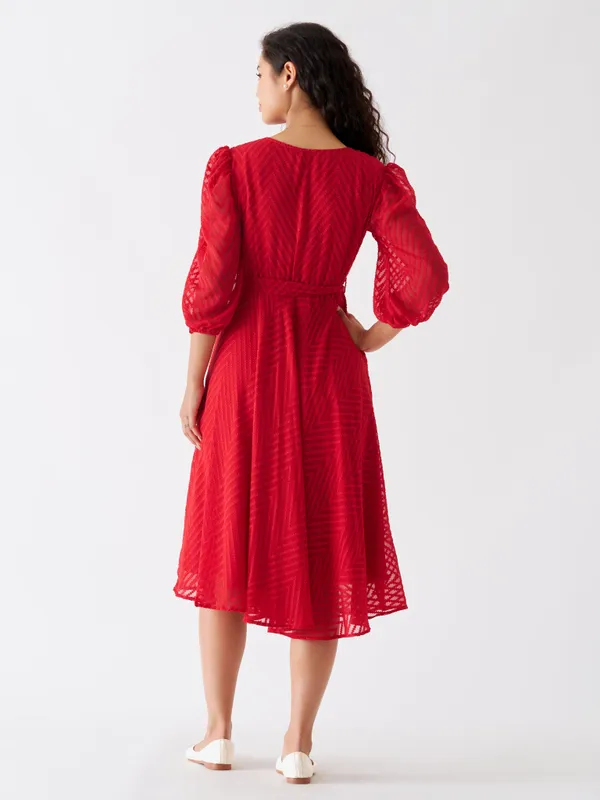 Red_Fancy_Plain_And_Designer_Dress_For_Women