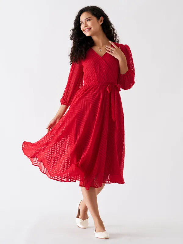 Red_Fancy_Plain_And_Designer_Dress_For_Women