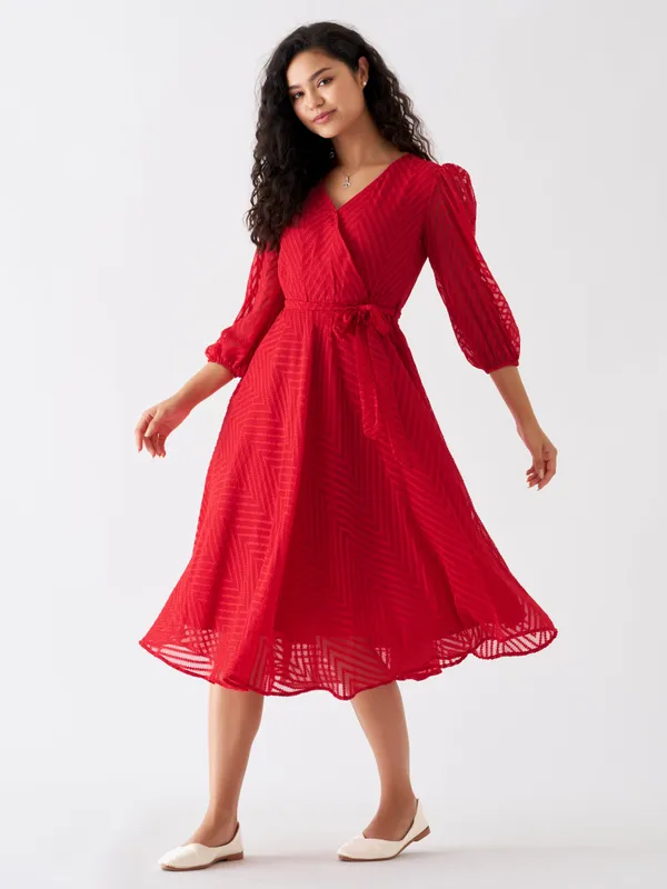 Red_Fancy_Plain_And_Designer_Dress_For_Women