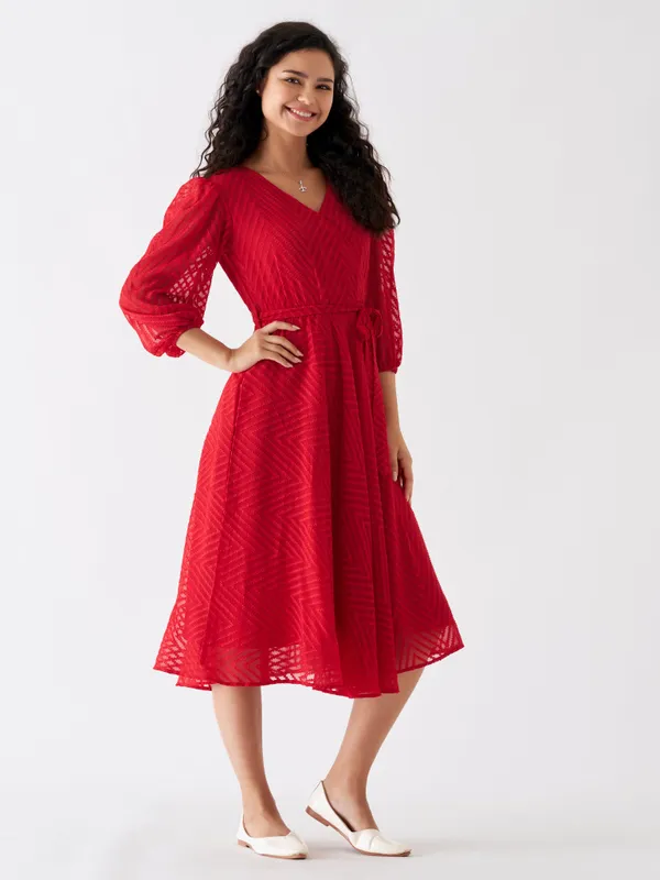 Red_Fancy_Plain_And_Designer_Dress_For_Women