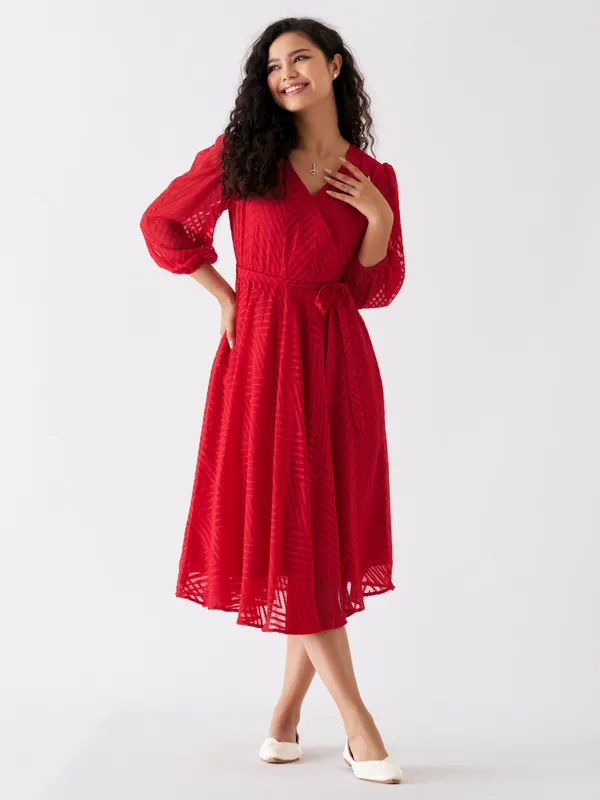 Red_Fancy_Plain_And_Designer_Dress_For_Women