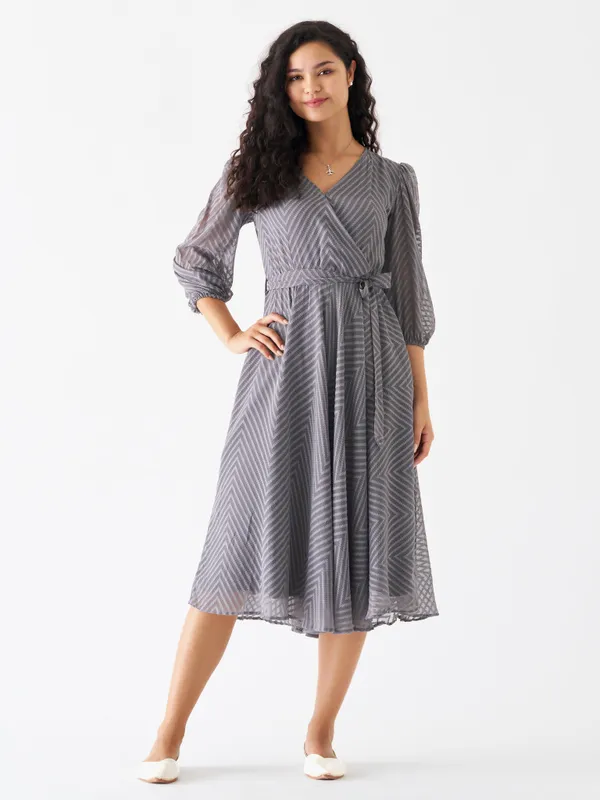 Steel_Grey_Fancy_Plain_And_Designer_Dress_For_Women
