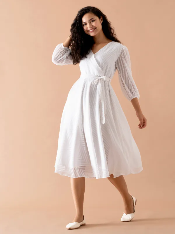 White_Fancy_Plain_And_Designer_Dress_For_Women