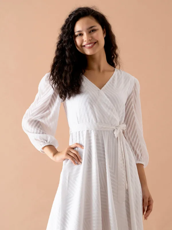 White_Fancy_Plain_And_Designer_Dress_For_Women