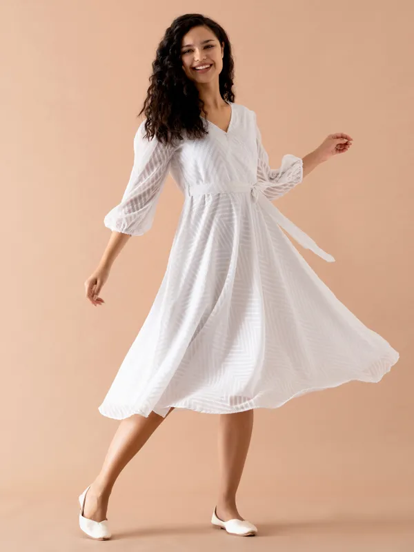 White_Fancy_Plain_And_Designer_Dress_For_Women