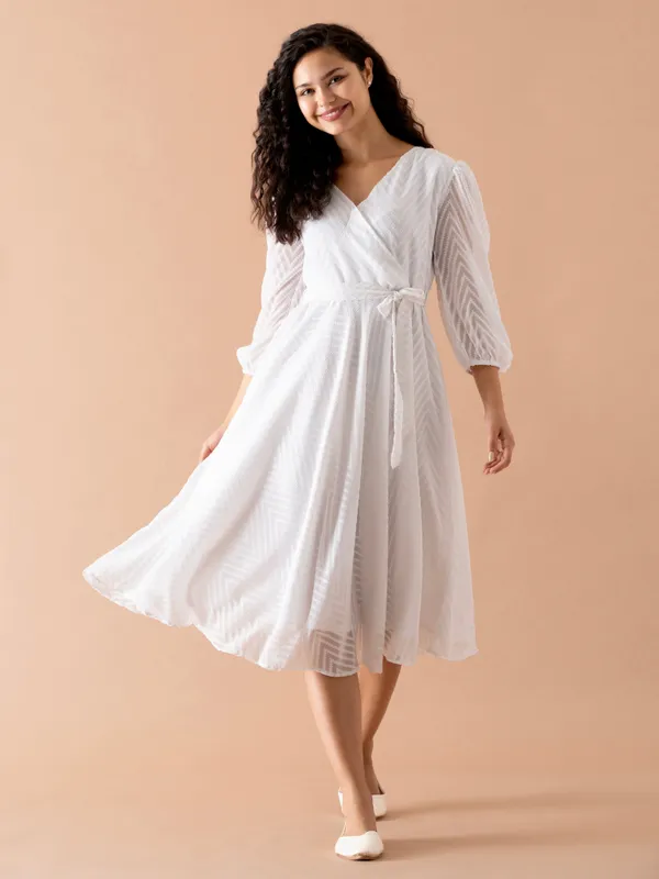White_Fancy_Plain_And_Designer_Dress_For_Women