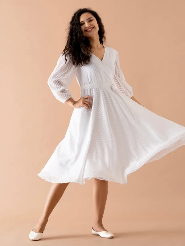 White_Fancy_Plain_And_Designer_Dress_For_Women