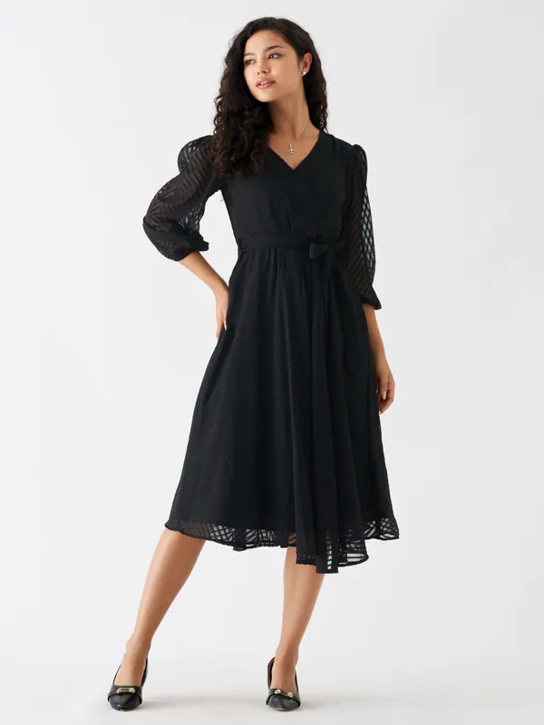 Black_Fancy_Plain_And_Designer_Dress_For_Women