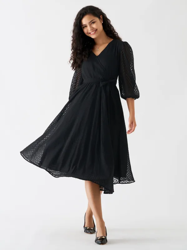 Black_Fancy_Plain_And_Designer_Dress_For_Women