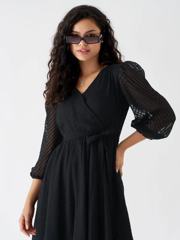 Black_Fancy_Plain_And_Designer_Dress_For_Women
