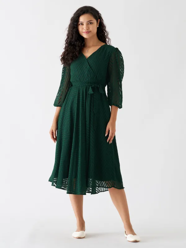 Green_Fancy_Plain_And_Designer_Dress_For_Women