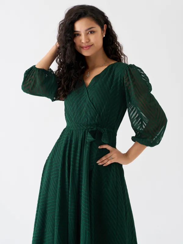 Green_Fancy_Plain_And_Designer_Dress_For_Women