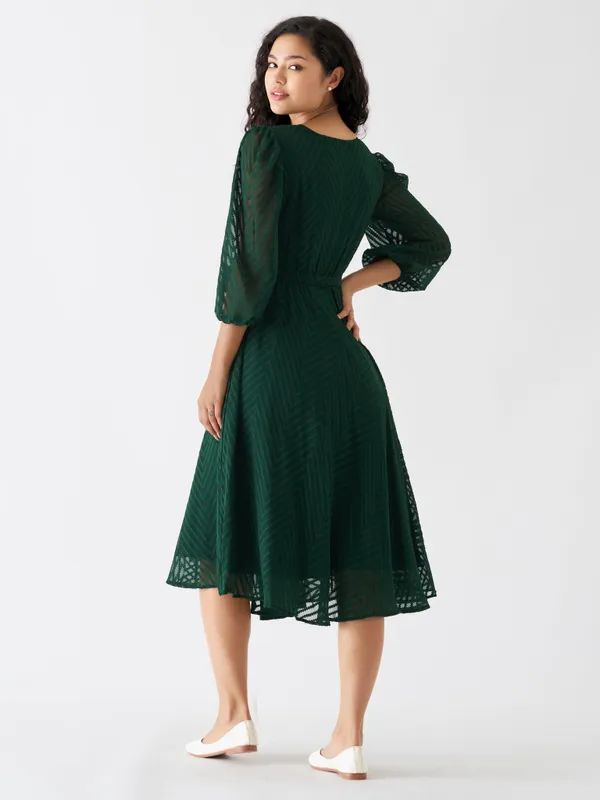 Green_Fancy_Plain_And_Designer_Dress_For_Women