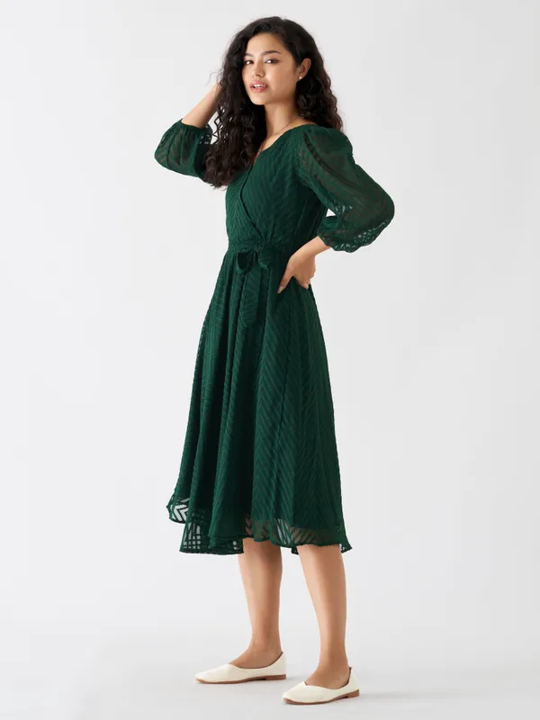 Green_Fancy_Plain_And_Designer_Dress_For_Women