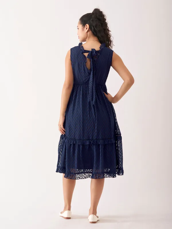 Navy_Blue_Fancy_Plain_And_Designer_Dress_For_Women