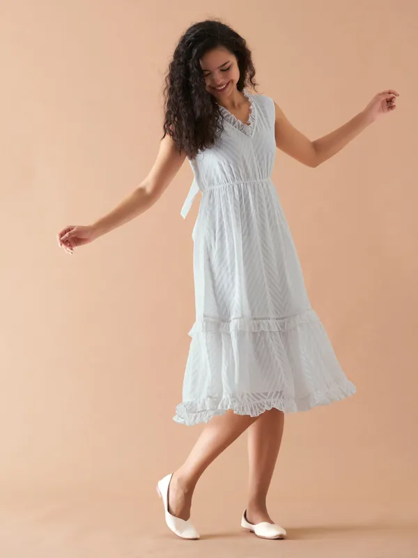 White_Fancy_Plain_And_Designer_Dress_For_Women