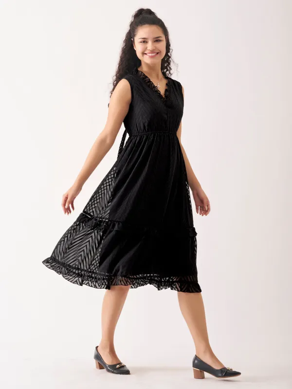 Black_Fancy_Plain_And_Designer_Dress_For_Women