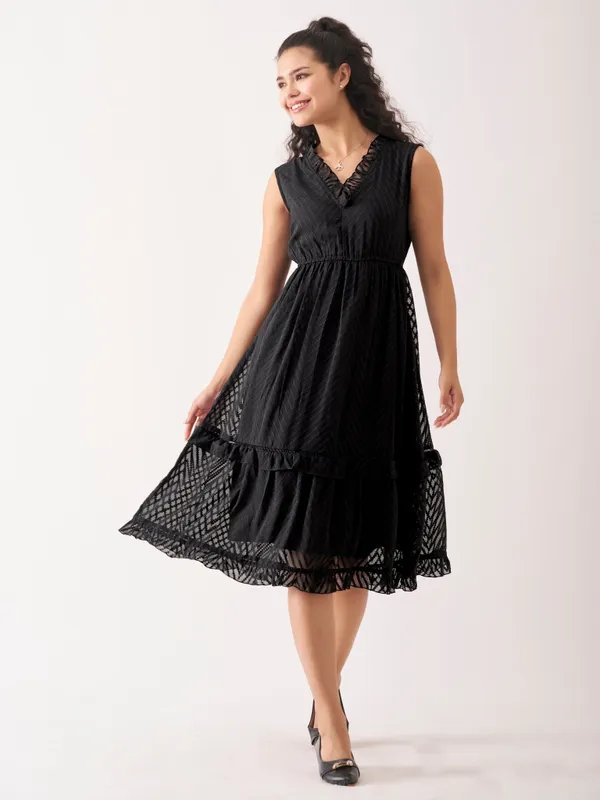 Black_Fancy_Plain_And_Designer_Dress_For_Women