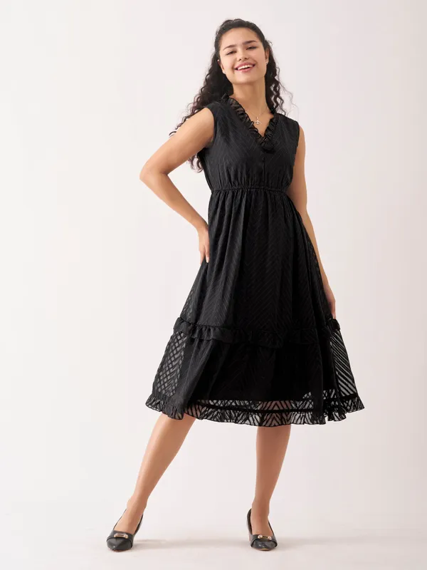 Black_Fancy_Plain_And_Designer_Dress_For_Women